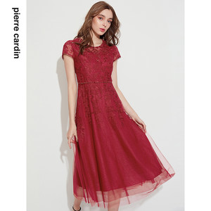 
[Pilcardian Women's Clothing] 1999-year-old French high-waisted elegant A-line short-sleeved dress [counter genuine]