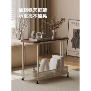 
Wheel removable side table, antique style living room household sofa F995J96T small hair side storage coffee table, simple and not occupying