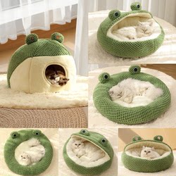 2024 New Pet Bed Small Frog Series Cat Bed Warm Dog Bed Autumn and Winter House Bed Pet Supplies