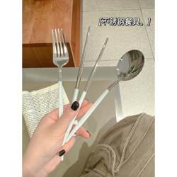 Japanese Imported Precision Stainless Steel Chopsticks, Spoon, and Fork Set, Three-Piece Portable Cutlery Set with Storage Box