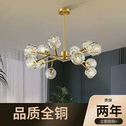 All copper living room chandeliers Nordic magic bean molecule lamp modern simple dining room bedroom lamp branch crystal glass lamp