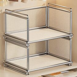 Stackable Wardrobe Shelf Organizer, In-Cabinet Clothing Storage Basket, Wardrobe Storage Rack for Clothes