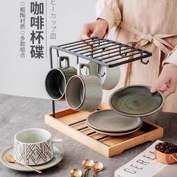 Japanese Retro Coffee Cup and Saucer Set, Creative Coarse Pottery, Exquisite Afternoon Tea Cup, Ceramic Latte Coffee Cup, Couple Cup