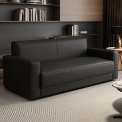 Office Sofa, Business Reception, Modern Minimalist Reception Area, Small Apartment Lounge Area, Three-Person Leather Sofa, Coffee Table Set