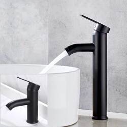 Stainless Steel Hot and Cold Water Faucet, European-Style Black Countertop Basin, Washbasin, Bathroom Basin, Black Gold