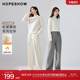 Red sleeve loose sports style casual pants for winter 2024 new women's solid color pit strip elastic waist wide-leg floor pants