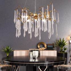 Postmodern Light Luxury All-Copper Crystal Chandelier for Living Room, Dining Room, Bedroom, Clothing Store, Unique and Creative, Grand Real Estate Lighting Fixtures