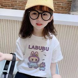 Cartoon-Style Co-Branded Children's Pure Cotton Short-Sleeve T-Shirt for Summer, Girls' Half-Sleeve Top for Older Children, Trendy Brand ins