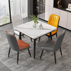 Square rock slab negotiation table casual dining table and chair combination small apartment household tempered glass reception balcony table