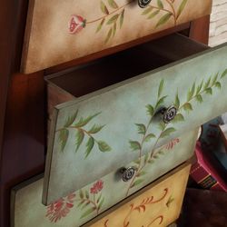 American Country Chest of Drawers Vase Cabinet European Retro Painted Storage Cabinet Living Room Drawer Storage Cabinet Side Cabinet