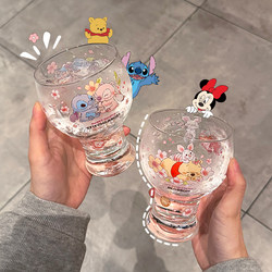 Disney Co-Branded Beer Mug, Large-Capacity Glass Cup, Juice Cup, High-Value Personal Cup, Glass Wine Cup