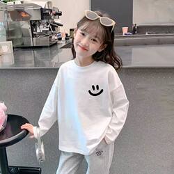 Pure Cotton Girls' Long-Sleeved T-Shirt 2026 Spring and Autumn New Style Children's Stylish Base Shirt for Older Kids Autumn Clothing Top