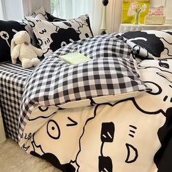 Student dormitory six-piece set of employee bedding sheets quilt I set quilt mattress mattress full set factory