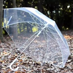 Transparent Umbrella with Long Handle, Sunshade and Rain Umbrella, Frosted and Thickened, Automatic Folding for Students, High-Grade Manual Straight Handle, Reinforced