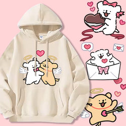 Maltese Puppy-Themed Hooded Sweatshirt for Men and Women, Autumn and Winter Cartoon Cute Couple Outfit, Loose Fit