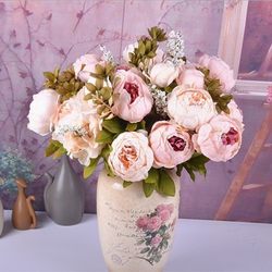 European style 13-head core-packed peony simulation peony flower living room home table decoration flower simulation flower fake flower ornaments