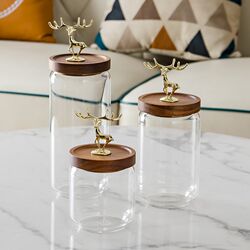 Creative light luxury high-end glass sealed jar tea coffee beans dried fruit nuts candy snack jar storage storage bottle