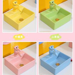 Kindergarten Kidsren's Countertop Basin Cartoon Colorful Ceramic Wash Basin 3-6 Years Old Wash Basin Early Education Basin Wash Basin