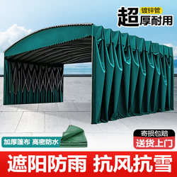 Retractable Awning for Large Warehouses, Retractable Sunshade Tent for Late-Night Dining, Outdoor Mobile Food Stall Retractable Awning