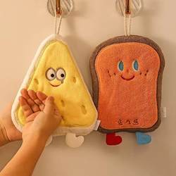 Cute Hanging Hand Towel for Bathroom, Thickened Cartoon Hand Towel, Small Hand-Washing Towel for Kitchen