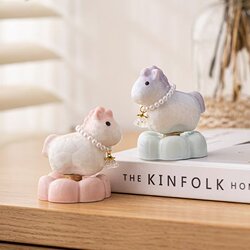 Popular Crystal Ceramic Spinning Pony Workstation Decoration Rotating Home Car Ornament Jingdezhen Spinning Ornament