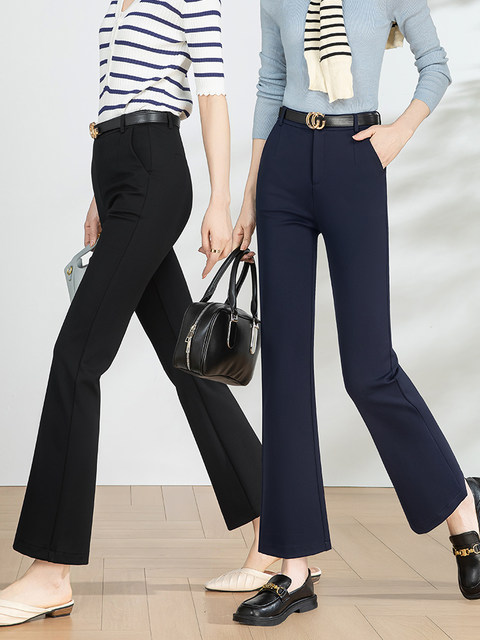 IELTS Cheng black micro-flare pants for women 2025 summer new style slim small bell-bottom pants summer thin suit pants