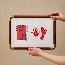Baby's First Birthday Hand and Foot Print Keepsake, Full Month Souvenir, Hundred-Day Footprint Gift, Photo Frame, First Birthday Ceremony, Calligraphy and Painting Prints