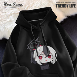 Game Blue Archive Co-Branded Logo Men's Hoodie, Thickened and Fleece-Lined, Anime Style, Autumn Jacket