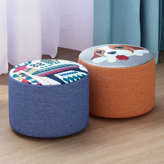 
Huaying fabric small stool household low stool round stool living room sofa coffee table stool pier solid wood stool chair storage stool