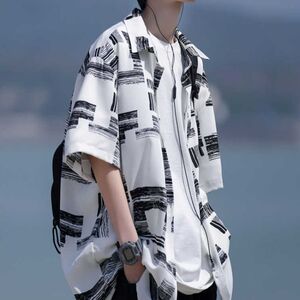 
Ice silk short-sleeved shirt men's 2025 summer half-sleeved men's shirt large size men's loose men's jacket top