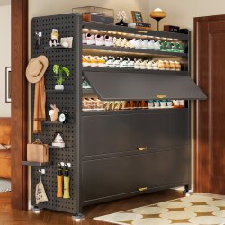 Steel Shoe Cabinet, Home Entrance Storage Cabinet, Integrated Wall-Mounted Large-Capacity Multi-Layer Storage Cabinet, Floor-Standing Dust-Proof Shoe Rack