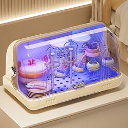 Baby bottle storage box UV disinfection drain dustproof storage box baby food drying and draining storage cabinet