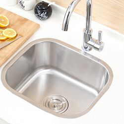 Thickened 304 Stainless Steel Kitchen Sink with Integrated Round Edge, Single Bowl, Above and under Counter Basin Set