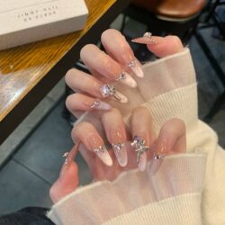 New Handmade Manicure Mid-Length Boxed High-End Sweet Princess Sparkling Cat-Eye Full of Diamonds Removable Manicure