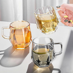 Glass Cup with Handle for Home Use, Drinking Cup, ins Style, Living Room, High-End Feel, Milk Coffee Cup, Beverage Juice Cup