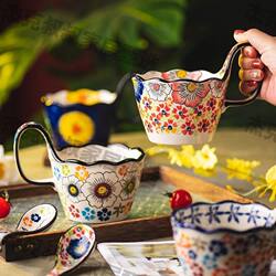 Hand-Painted Ceramic Mug for Home Use, High Aesthetic Value Breakfast Mug, Oatmeal Couple Coffee Cup, Large Capacity Milk Cup