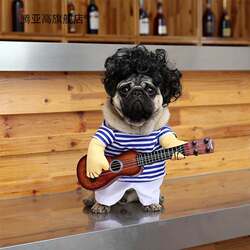 New Style Funny Guitar Player Costume for Dogs, Funny Pet Guitar Playing Standing Outfit, Two-Legged Summer Thin Outfit