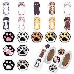 
1000 stickers of kitten strips and paw stickers cartoon cute children girl toys animal patterns mobile phone water cup suitcase waterproof decorative ledger label waterproof self-adhesive material sealing stickers
