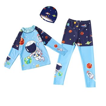 Children's split swimming boys medium-sized children long v-sleeved trousers in summer sun protection casual surfing swimsuit diving suit hot