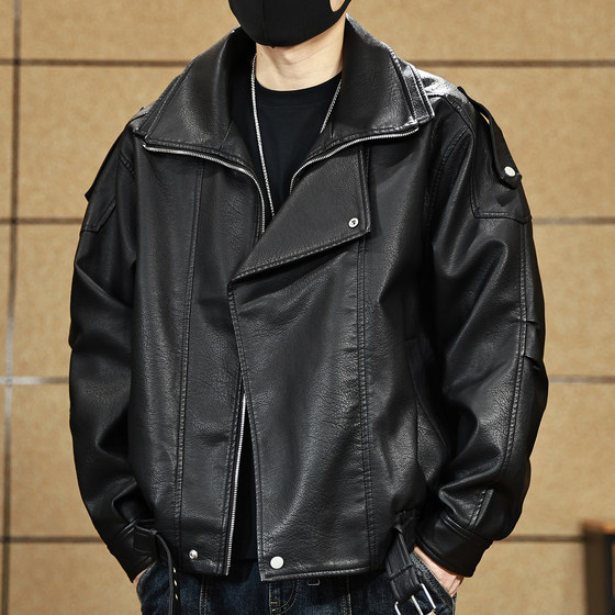 Leather jacket men's 2026 spring new high-end men's motorcycle American pilot leather jacket men's fashion