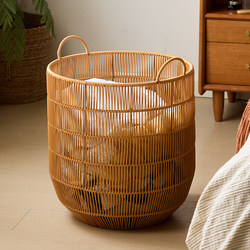 Imitation Rattan Laundry Basket, High-Looking Storage Basket for Dirty Clothes in the Bathroom, Household Dirty Clothes Basket, Laundry Basket