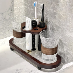 Mouthwash Cup, Couple's Toothbrush Holder, Light Luxury Countertop Toothpaste and Toothbrush Storage, Bathroom Home Use, No Drilling Required