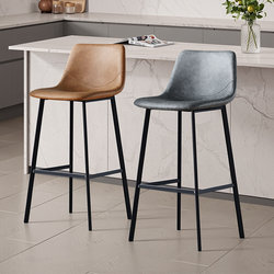Italian-Style Bar Stool with a Light Luxury and High-End Feel, Suitable for Home Use, High-Legged Chair with Backrest, Modern and Simple Bar Chair, Comfortable for Long Sitting at the Front Desk
