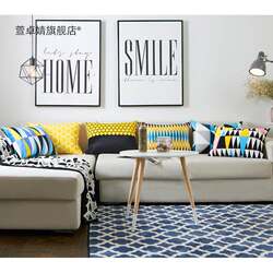 Nordic Minimalist Double-Sided Black, White, and Yellow Bed Backrest Lumbar Pillow Office Sofa Cushion with Insert Rectangular Throw Pillow