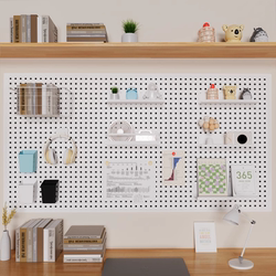 Desktop Pegboard Storage Rack, No-Drill Wall-Mounted Organizer for Dormitory, Metal Hardware Magnetic Universal Hanging Board