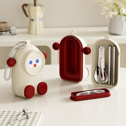 Children's Tableware Set for Primary School Students, 304 Stainless Steel Foldable Chopsticks and Spoon Set with Storage Box