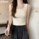 Korean solid color vest suspender women's inner wear with chest pads, slim and versatile summer base sleeveless top