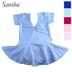 Sansha Children's Ballet Dancewear Training Short-Sleeve Practice Clothes One-Piece Chiffon Skirt Women's Gymnastics Suit