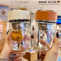 German Double-Layer Glass Cup, Thickened High Borosilicate, High Temperature Resistant, Tea Brewing Cup, Women's Fashionable, Simple, Portable, Round Cup