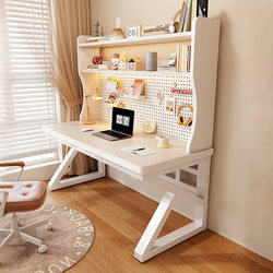Solid Wood Desk Bookshelf Integrated Desk Perforated Board Bedroom Student Home Study Desk Small Apartment Office Desk Computer Desk